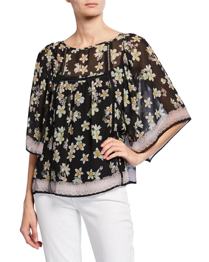 Floral Kimono-sleeve Top