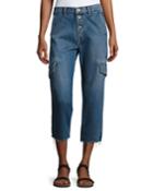 Drop Slouch Cargo Jeans, Medium Indigo Wash