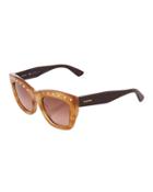Two-tone Square Cat-eye Plastic Sunglasses,
