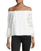 Barry Grid-print Off-the-shoulder Top