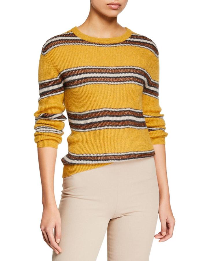 Shimmer-striped Crewneck