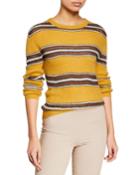 Shimmer-striped Crewneck