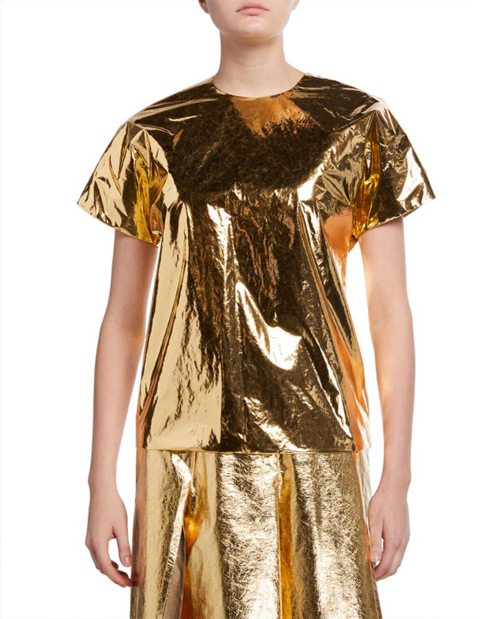 Metallic Short-sleeve Top