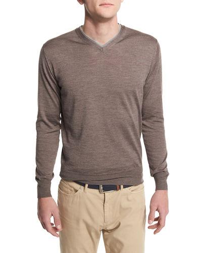 Silk-blend V-neck Pullover