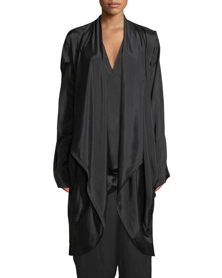 Draped Satin Parachute Coat