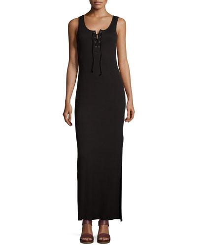 Lace-up Maxi Dress W/side