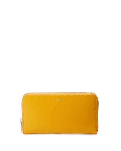 Classic Xl Zip-around Leather Wallet, Giallo