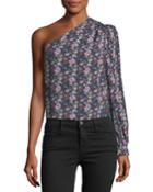 One-shoulder Floral-print Top