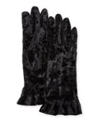 Velvet Ruffle-cuff Gloves