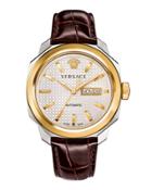 44mm Men's Dylos Automatic Watch W/ Leather