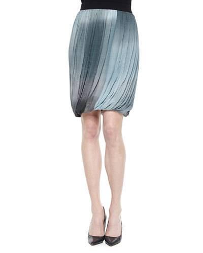 Remmi Pleated Draped Skirt, Blue/gray