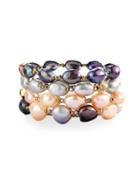 Multihued Baroque Pearl Stretch Bracelets,