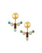 24k Multi-gemstone Front-back Drop Earrings