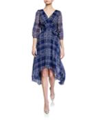 Geometric Stripe Faux-wrap High-low Dress