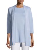 3/4-sleeve Silk/organic-cotton Jacket, Delfina,
