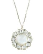 Rock Candy Flower Pendant Necklace In Clear Quartz & Mother-of-pearl Doublet
