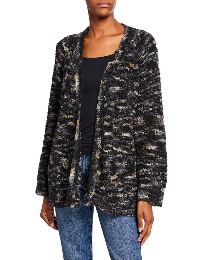 Open Front Space-dye Melange Cardigan