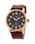 Men's 46mm Watch W/ Leather, Brown/rose