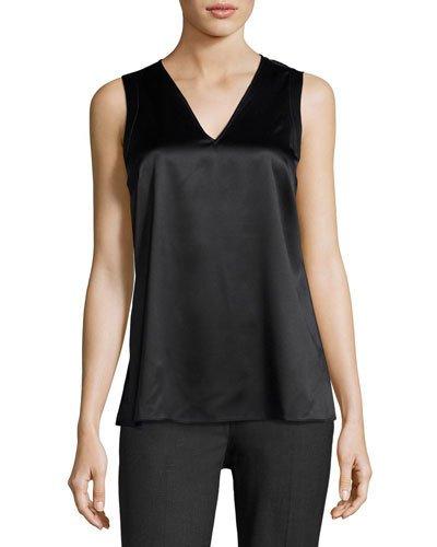 V-neck Stretch-satin Tank