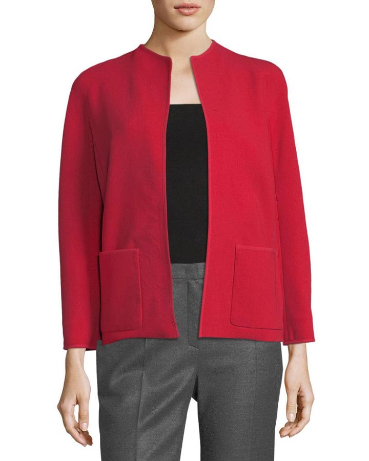 Collarless Open-front Topper Jacket