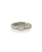 Woven Silk 18k White Gold Diamond Ring,