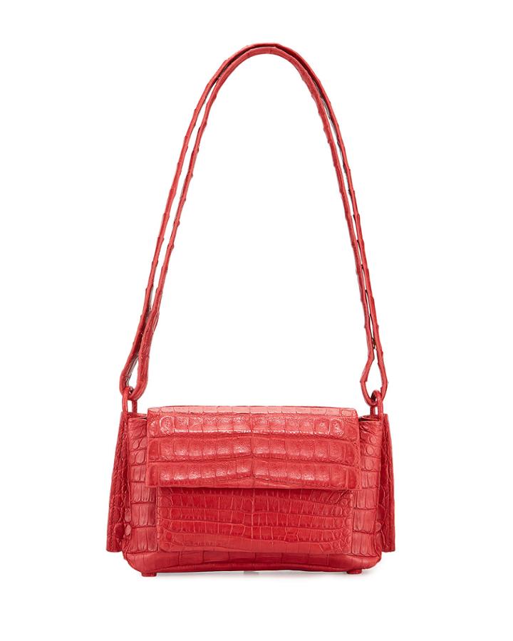 Accordion Crocodile Crossbody Bag