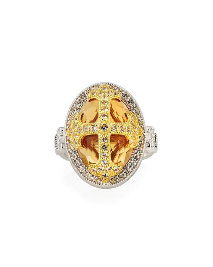 Fleur Over Stone Ring With Citrine Quartz,