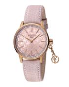 32mm Charm Watch W/ Leather, Pink/rose