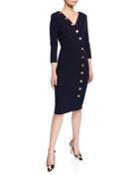 Madison 3/4-sleeve Button Down Body-con Dress