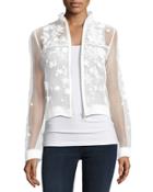 Suri Embellished Floral Silk Bomber Jacket