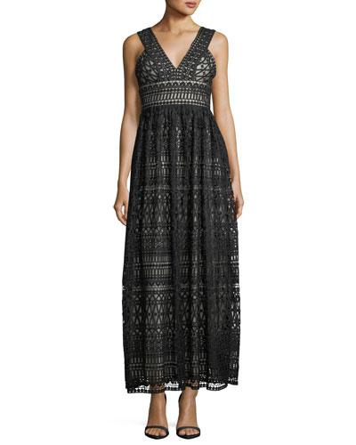 Geometric Lace-overlay Gown