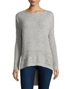 Cashmere High-low Tunic Sweater, Heather Gray