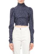 Noto Polka-dot Silk Open-back Cropped Blouse
