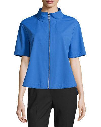 Beverly Short-sleeve Zip-front Jacket, Riviera