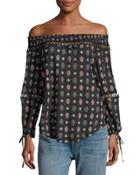 Crochet-trim Off-the-shoulder Peasant Blouse