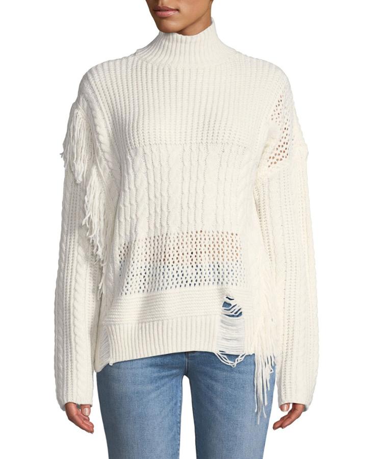 Fringed Chunky Cable-knit