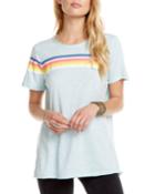 Lightning-embroidered Retro-stripe Tee