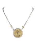 18k Gold & Sterling Silver Coin Pendant Necklace