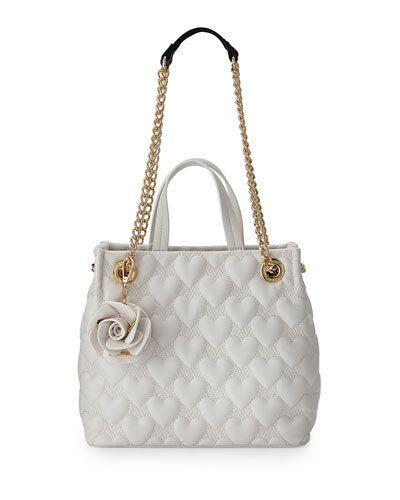 Bee Mine Heart-quilted Shopper Bag, White