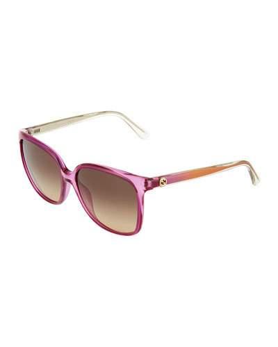 Plastic Square Sunglasses, Violet Ombre