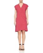 Draped-front Silk Wrap Dress, Raspberry
