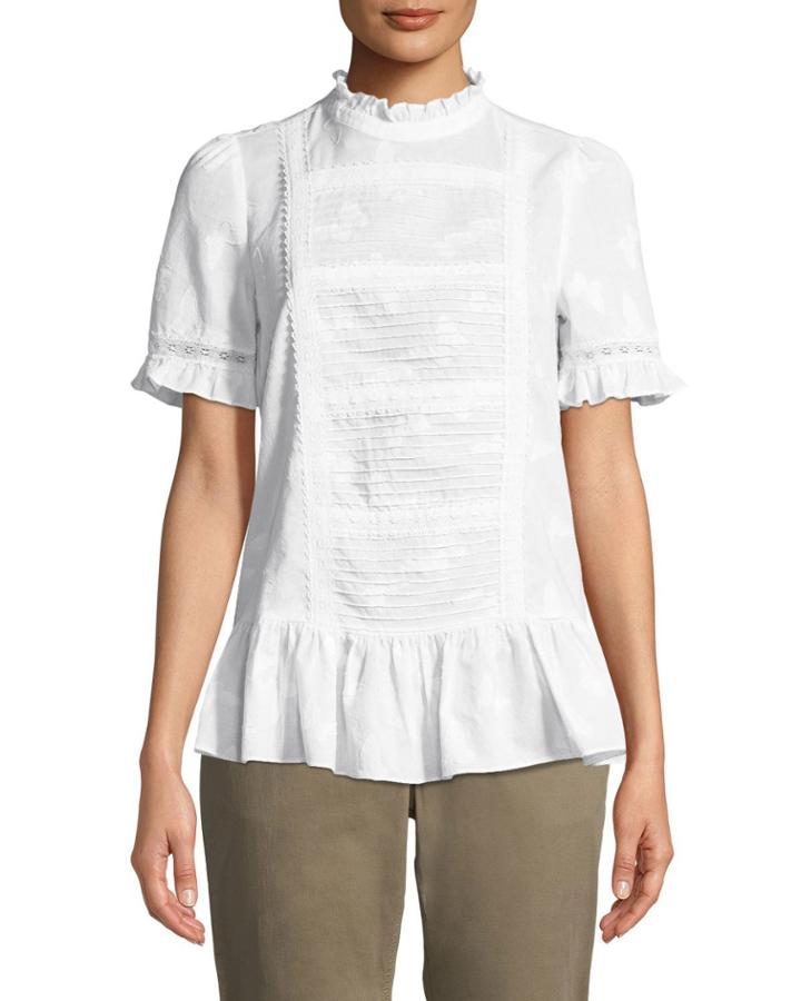 Butterfly Clipped Flounce Peplum Top