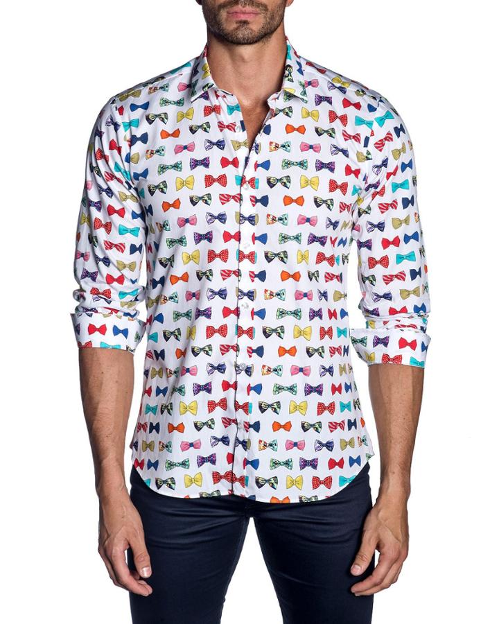 Men's Semi-fitted Bow-tie Print Woven
