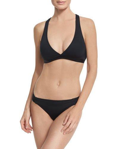 Crisscross-back Bikini Swim Top, Black