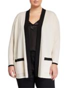 Plus Size Colorblocked Open-front Cardigan