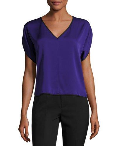 Silk V-neck Crepe Dolman Top