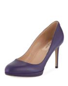 Leather Almond-toe Platform Pump