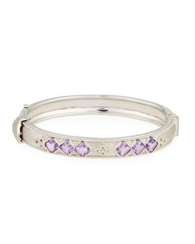 Encore Sterling Silver Lemon-lavender Amethyst Hinge Bracelet