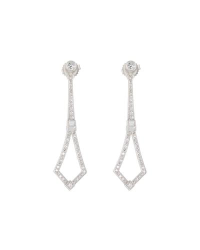 18k White Gold Art Deco Diamond Drop Earrings
