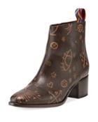 Santeria Printed Leather Booties